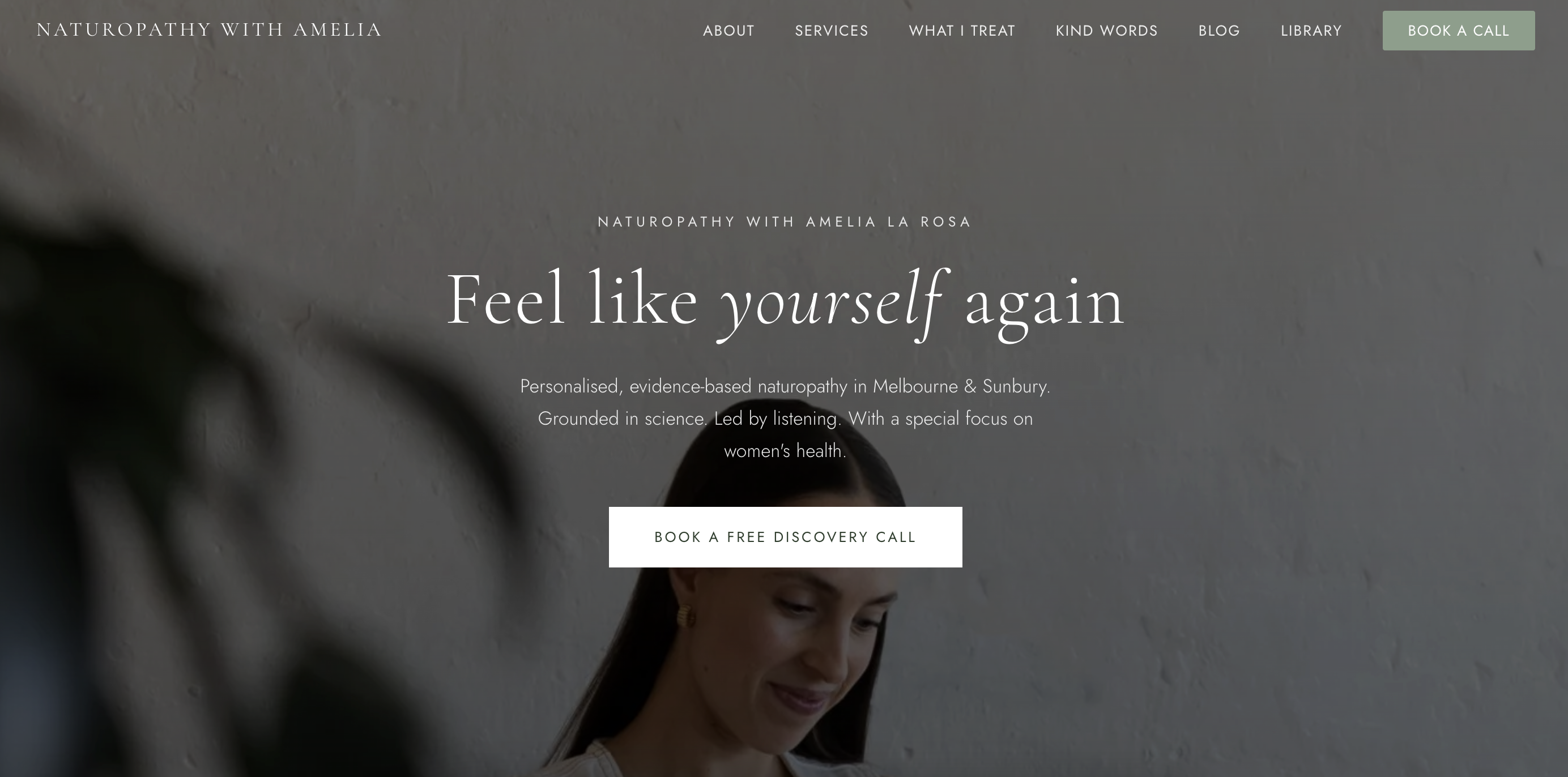 Naturopathy with Amelia — wellness practitioner website by Drew Wilson Web Design