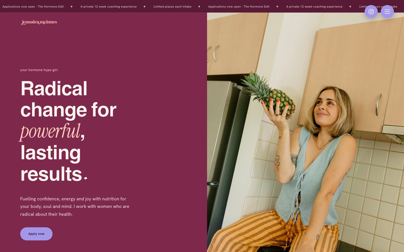 Jennalea McInnes Nutrition — hormone & fertility nutritionist website by Drew Wilson Web Design