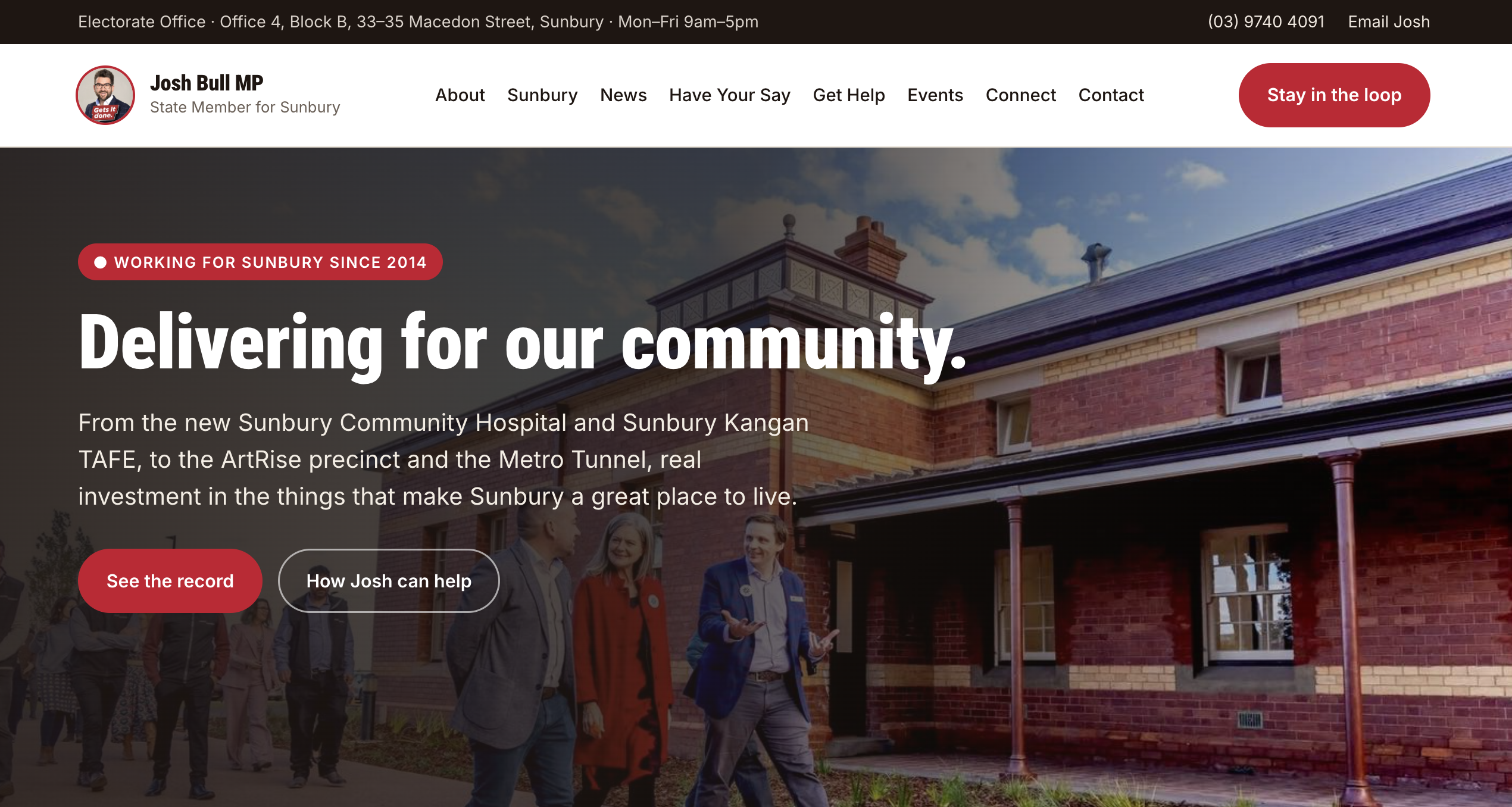 Josh Bull MP — politician brand site by Drew Wilson Web Design