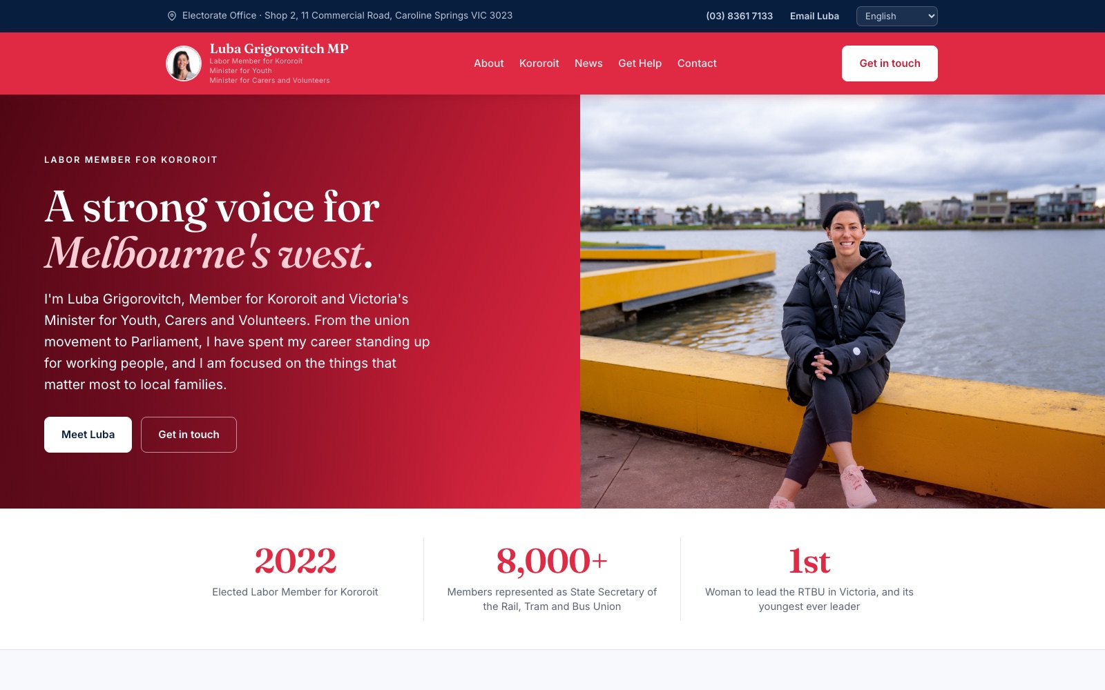 Luba Grigorovitch MP — Labor Member for Kororoit — brand site by Drew Wilson Web Design